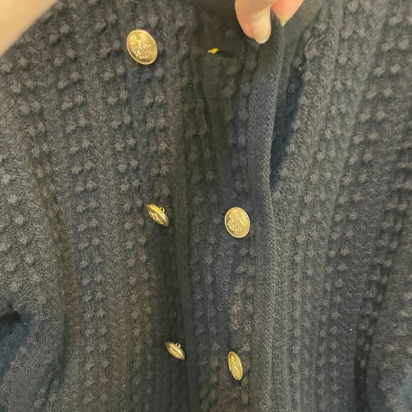 J Crew Cotton Lady Jacket Cardigan Sweater Wm's Black gold button SZ S FLAW #467 - Picture 7 of 8